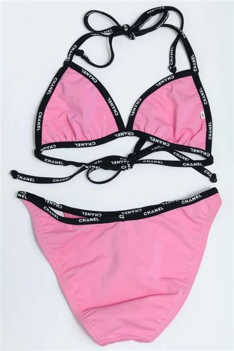 vintage chanel pink velvet bikini|chanel bathing suits.